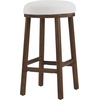 Christopher Knight Home Cora Counter Height Bar Stools Set of 4, Boucle Fabric Round Bar Stool for Kitchen Island, Wooden Backless Dining Room Chair, Counter Stool with Footrest, Natural+Beige(Brown+beige)
