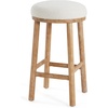 Christopher Knight Home Cora Counter Height Bar Stools Set of 4, Boucle Fabric Round Bar Stool for Kitchen Island, Wooden Backless Dining Room Chair, Counter Stool with Footrest, Natural+Beige(Natural+beige)