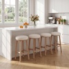 Christopher Knight Home Cora Counter Height Bar Stools Set of 4, Boucle Fabric Round Bar Stool for Kitchen Island, Wooden Backless Dining Room Chair, Counter Stool with Footrest, Natural+Beige(Natural+beige)