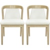 Christopher Knight Home Falei Boucle Upholstered Dining Chair Set of 2, Curved Backrest Kitchen Side Chair, Wooden Armless Dining Room Chair, Extra Seat for Living Room, Walnut+Light Brown(Natural Ash+beige)