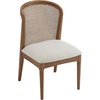 Christopher Knight Home Lilia Dining Chairs Set of 4, Modern Dining Chair with Fabric Upholstery, Rubberwood Frame Kitchen Chairs with Cane Webbing, Extra Seat for Dining Room, Beige + Walnut(Beige + Walnut)