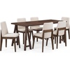 Christopher Knight Home Lucian Modern Dining Table Set for 6, Kitchen Table and Dining Chairs Set of 6, Solid Wood Dining Room Table Set for 6, Beige+Walnut(Beige+walnut)