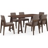 Christopher Knight Home Lucian Modern Dining Table Set for 6, Kitchen Table and Dining Chairs Set of 6, Solid Wood Dining Room Table Set for 6, Beige+Walnut(Brown+walnut)