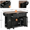 Christopher Knight Home Modern Kitchen Island Cart, Rolling Kitchen Cart with Glass Door Cabinet, Storage Drawers, Power Outlet & Shelves, Wood Mobile Kitchen Island on Wheels for Dining Room, White(Black+walnut)