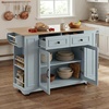 Christopher Knight Home Modern Kitchen Island Cart, Rolling Kitchen Cart with Glass Door Cabinet, Storage Drawers, Power Outlet & Shelves, Wood Mobile Kitchen Island on Wheels for Dining Room, White(Blue Gray)