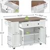 Christopher Knight Home Modern Kitchen Island Cart, Rolling Kitchen Cart with Glass Door Cabinet, Storage Drawers, Power Outlet & Shelves, Wood Mobile Kitchen Island on Wheels for Dining Room, White(White+walnut)