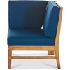 Christopher Knight Home Perla Outdoor Acacia Wood Sofa Set with Water Resistant Cushions, 7-Pcs Set, Teak Finish / Blue