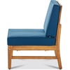 Christopher Knight Home Perla Outdoor Acacia Wood Sofa Set with Water Resistant Cushions, 7-Pcs Set, Teak Finish / Blue