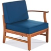 Christopher Knight Home Perla Outdoor Acacia Wood Sofa Set with Water Resistant Cushions, 7-Pcs Set, Teak Finish / Blue