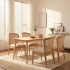 Christopher Knight Home Lilia Dining Chairs Set of 4, Modern Dining Chair with Fabric Upholstery, Rubberwood Frame Kitchen Chairs with Cane Webbing, Extra Seat for Dining Room, Beige + Walnut(Beige + Natural)