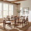 Christopher Knight Home Lucian Modern Dining Table Set for 6, Kitchen Table and Dining Chairs Set of 6, Solid Wood Dining Room Table Set for 6, Beige+Walnut(Beige+walnut)