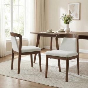 Christopher Knight Home Falei Boucle Upholstered Dining Chair Set of 2, Curved Backrest Kitchen Side Chair, Wooden Armless Dining Room Chair, Extra Seat for Living Room, Walnut+Light Brown(Walnut+beige)
