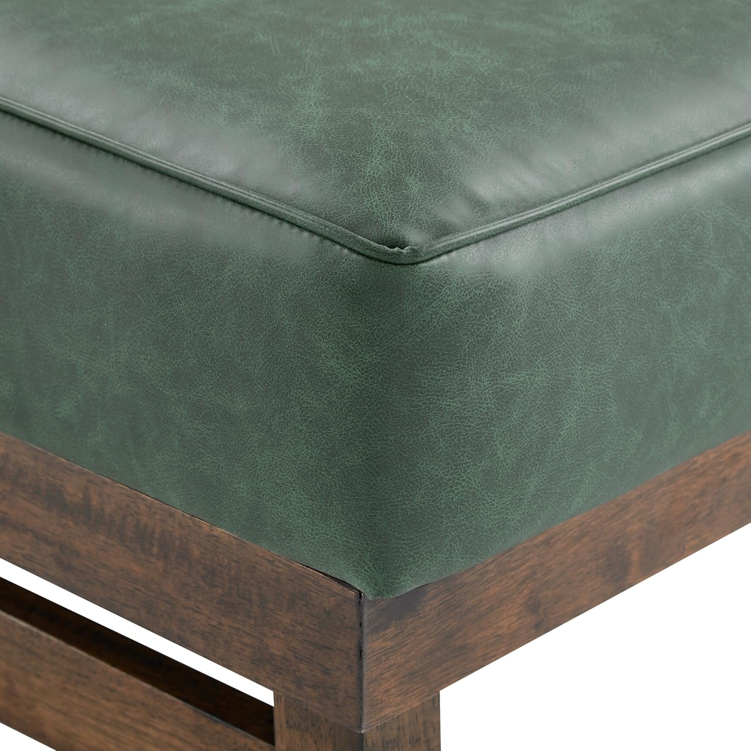 image:imageChristopher Knight Home Hillman Microfiber Cocktail Ottoman Bench Wood Frame Rectangular Upholstered Coffee Table Living RoomBedroomEntryway Sofa Extra Seat End of Bed Footstool Dark GrayWalnutGreen