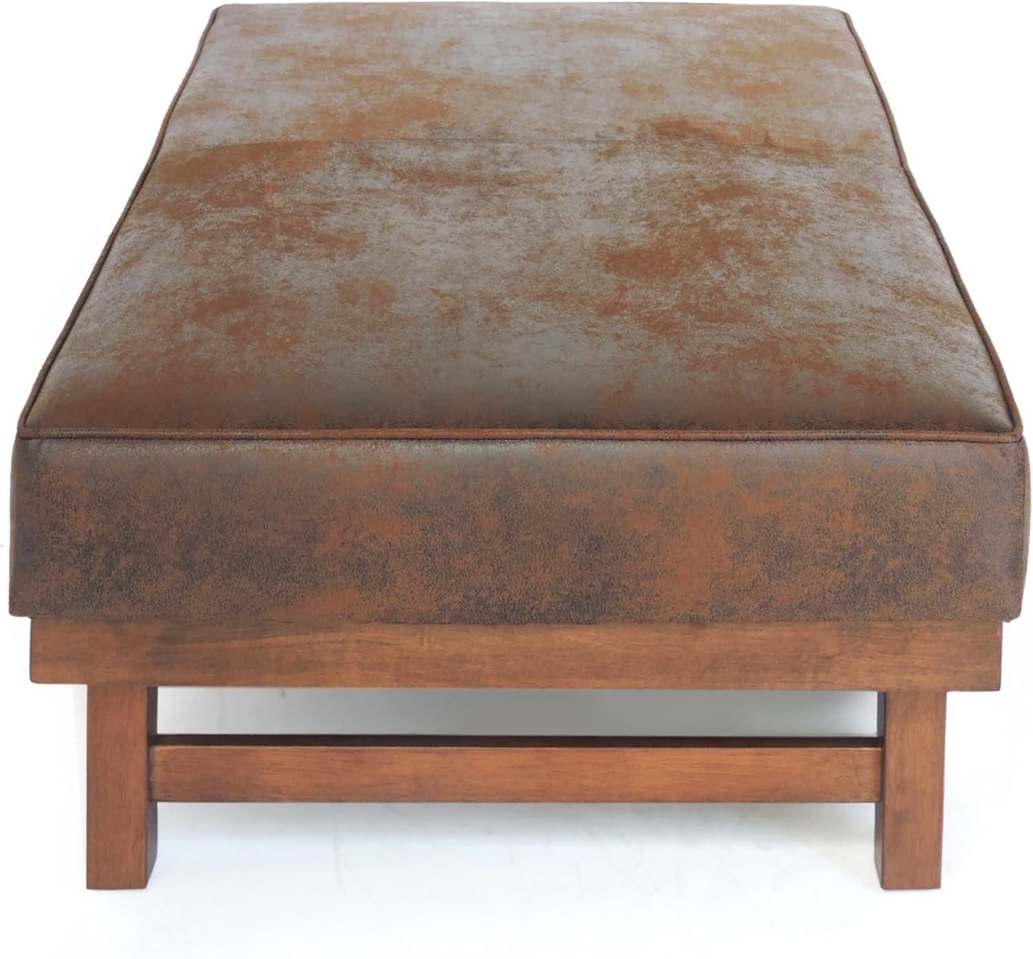 image:imageChristopher Knight Home Hillman Microfiber Cocktail Ottoman Bench Wood Frame Rectangular Upholstered Coffee Table Living RoomBedroomEntryway Sofa Extra Seat End of Bed Footstool Dark GrayWalnutBrown Walnut