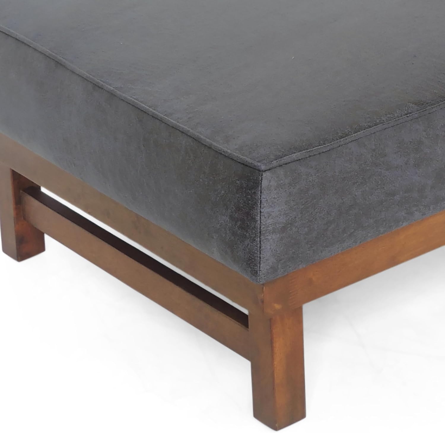 image:imageChristopher Knight Home Hillman Microfiber Cocktail Ottoman Bench Wood Frame Rectangular Upholstered Coffee Table Living RoomBedroomEntryway Sofa Extra Seat End of Bed Footstool Dark GrayWalnutDark Graywalnut