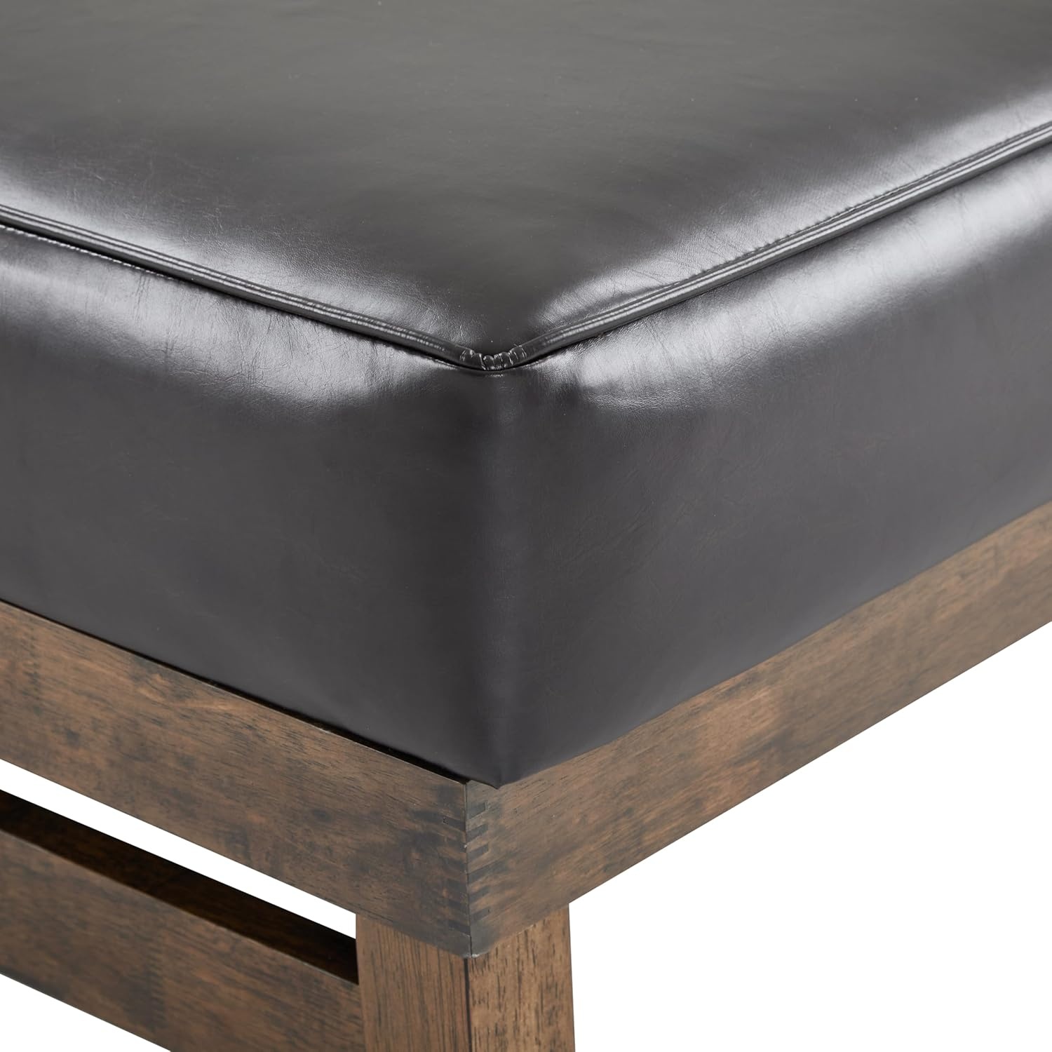 image:imageChristopher Knight Home Hillman Microfiber Cocktail Ottoman Bench Wood Frame Rectangular Upholstered Coffee Table Living RoomBedroomEntryway Sofa Extra Seat End of Bed Footstool Dark GrayWalnutBrown