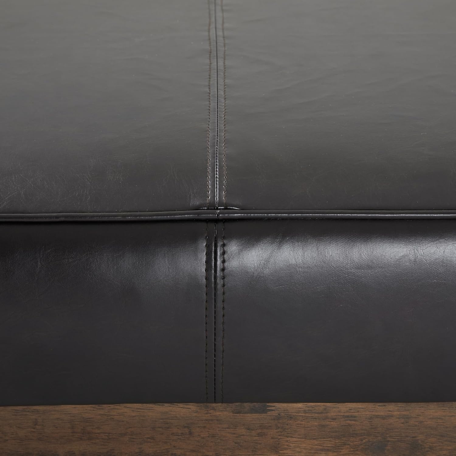 image:imageChristopher Knight Home Hillman Microfiber Cocktail Ottoman Bench Wood Frame Rectangular Upholstered Coffee Table Living RoomBedroomEntryway Sofa Extra Seat End of Bed Footstool Dark GrayWalnutBrown