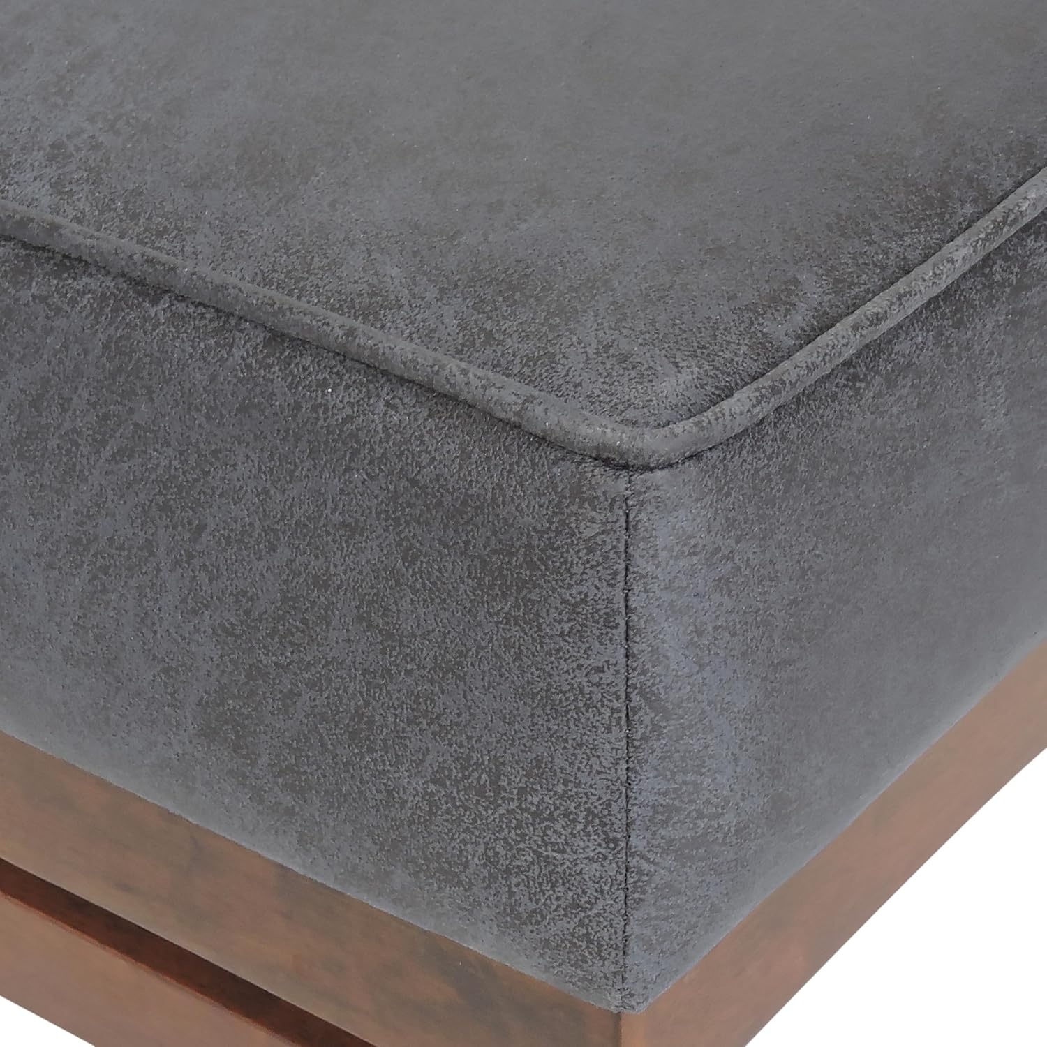 image:imageChristopher Knight Home Hillman Microfiber Cocktail Ottoman Bench Wood Frame Rectangular Upholstered Coffee Table Living RoomBedroomEntryway Sofa Extra Seat End of Bed Footstool Dark GrayWalnutDark Graywalnut