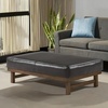 Christopher Knight Home Hillman Microfiber Cocktail Ottoman Bench, Wood Frame Rectangular Upholstered Coffee Table, Living Room/Bedroom/Entryway Sofa Extra Seat, End of Bed Footstool, Dark Gray+Walnut(Brown)
