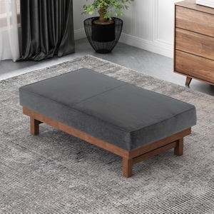 Christopher Knight Home Hillman Microfiber Cocktail Ottoman Bench, Wood Frame Rectangular Upholstered Coffee Table, Living Room/Bedroom/Entryway Sofa Extra Seat, End of Bed Footstool, Dark Gray+Walnut(Dark Gray+walnut)